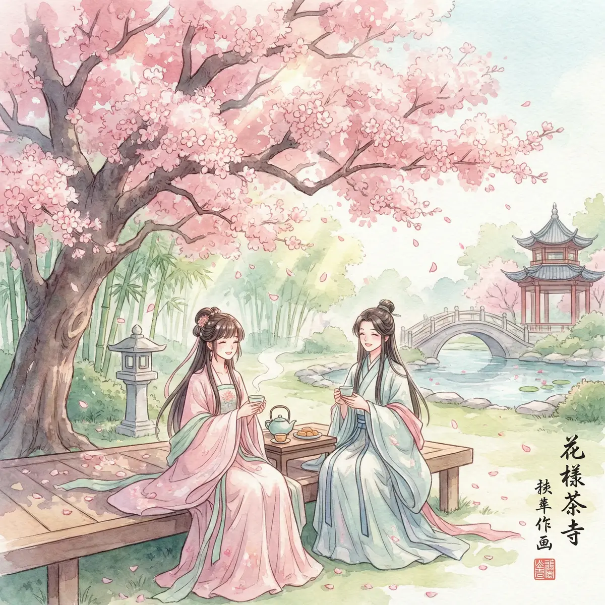 女性向纯爱 同人创作 - 花下品茗图